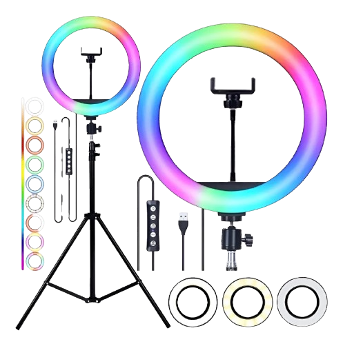 Ring Light Luz Rgb Colorida apartir de 10 Polegadas + Tripé 2.10m