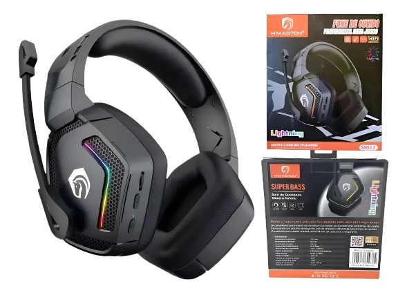 Fone De Ouvido Headset Gamer Bluetooth Com Led Rgb Hmaston