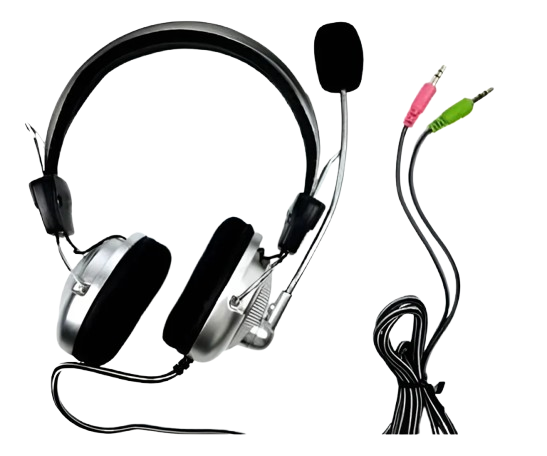 Fone De Ouvido Com Microfone Super Bass ,fone De Computador - Prateado