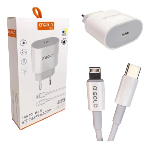 kit Carregador 30w Turbo Usb, Micro Usb /Tipo-c /iphone
